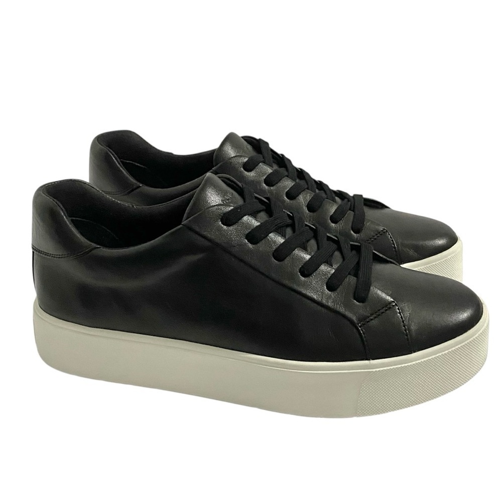 Vince Benfield Platform Leather Sneakers Black 8.5 - Picture 6 of 12